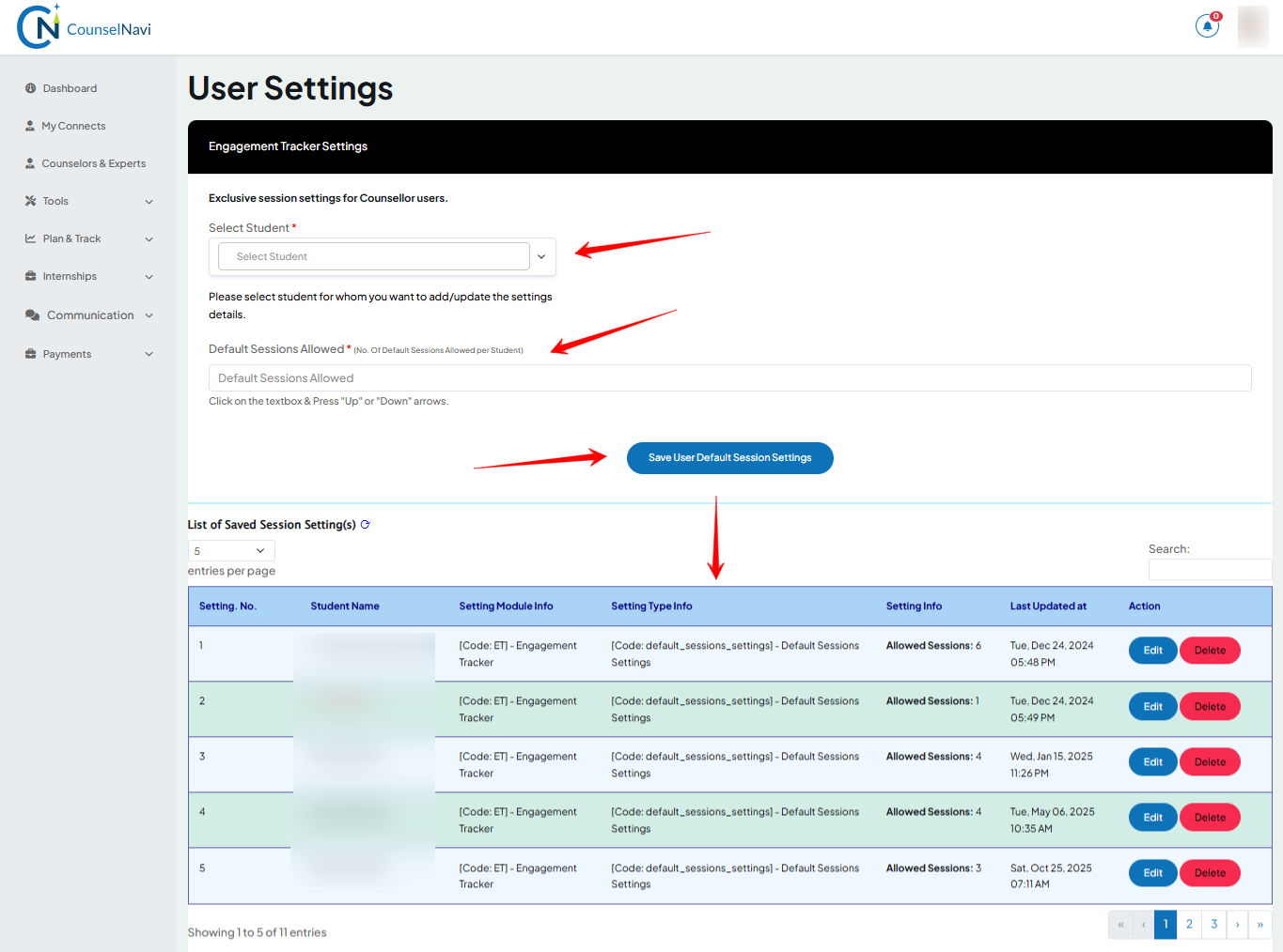 Engagement Tracker Settings