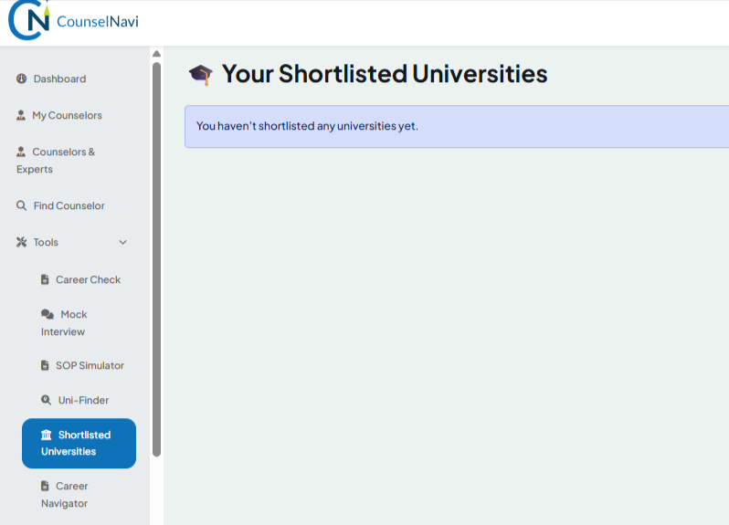 Uni Finde Shortlistsr